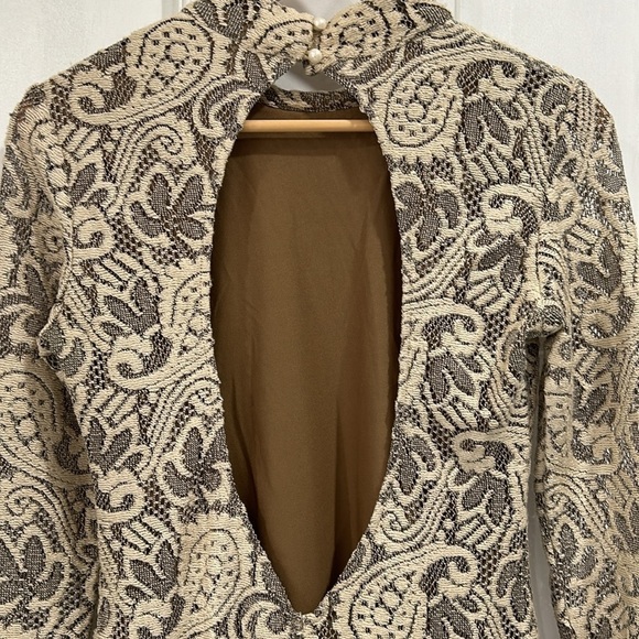 Pins and Needles Lace Crochet Open Back Long Sleeve Body Con Mini Dress - Small - Picture 4 of 11